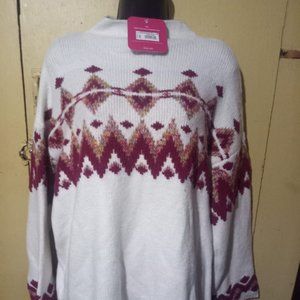 Isabel Maternity Mock Turtle Neck Fair Isle Sweater  Size XL - New With Tags